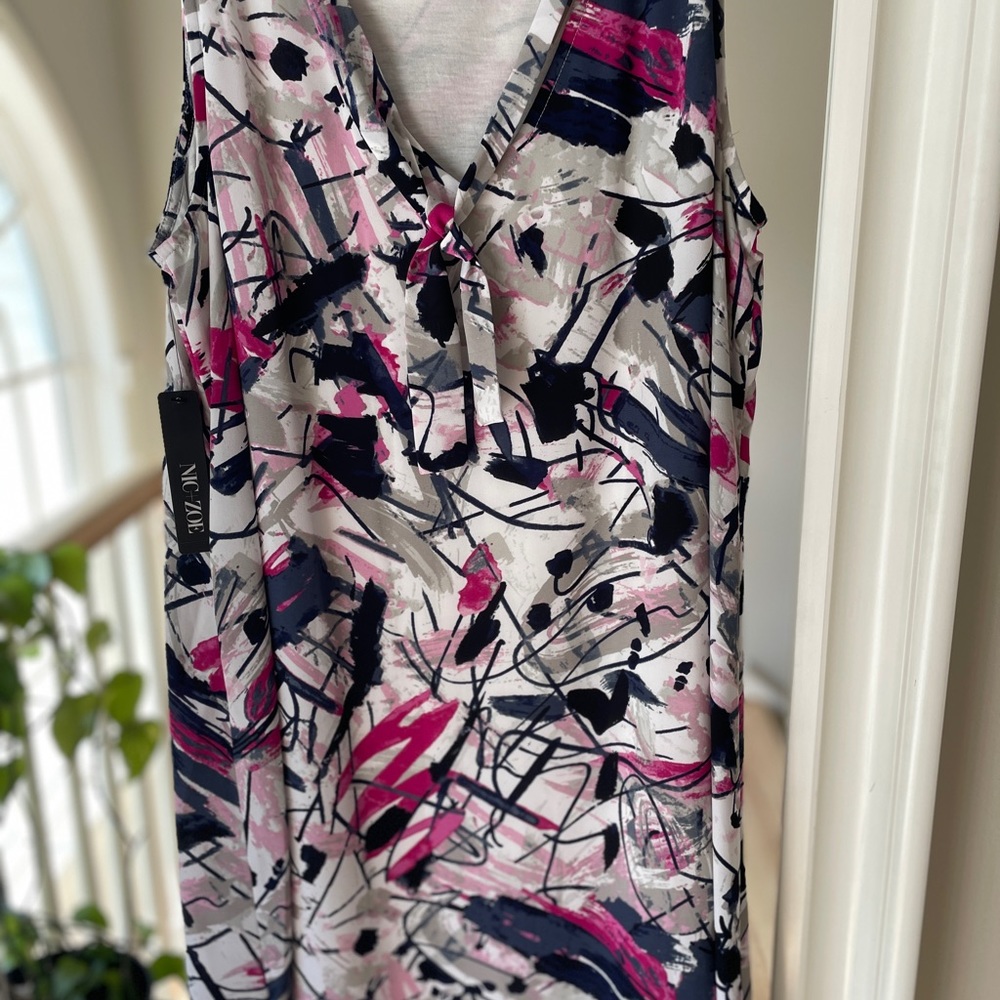 NWT Nic+Zoe womens L printed sleeveless printed dress
